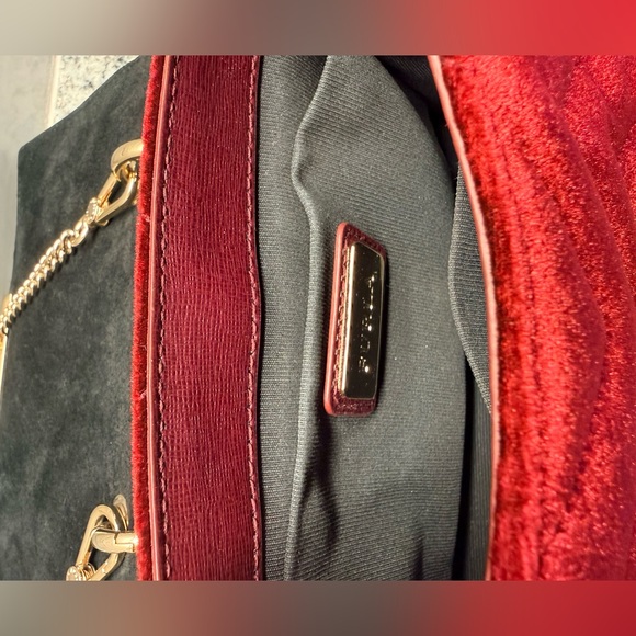 Furla Metropolis Cometa Burgundy Quilted Velvet Top Handle Mini Bag - Picture 8 of 9